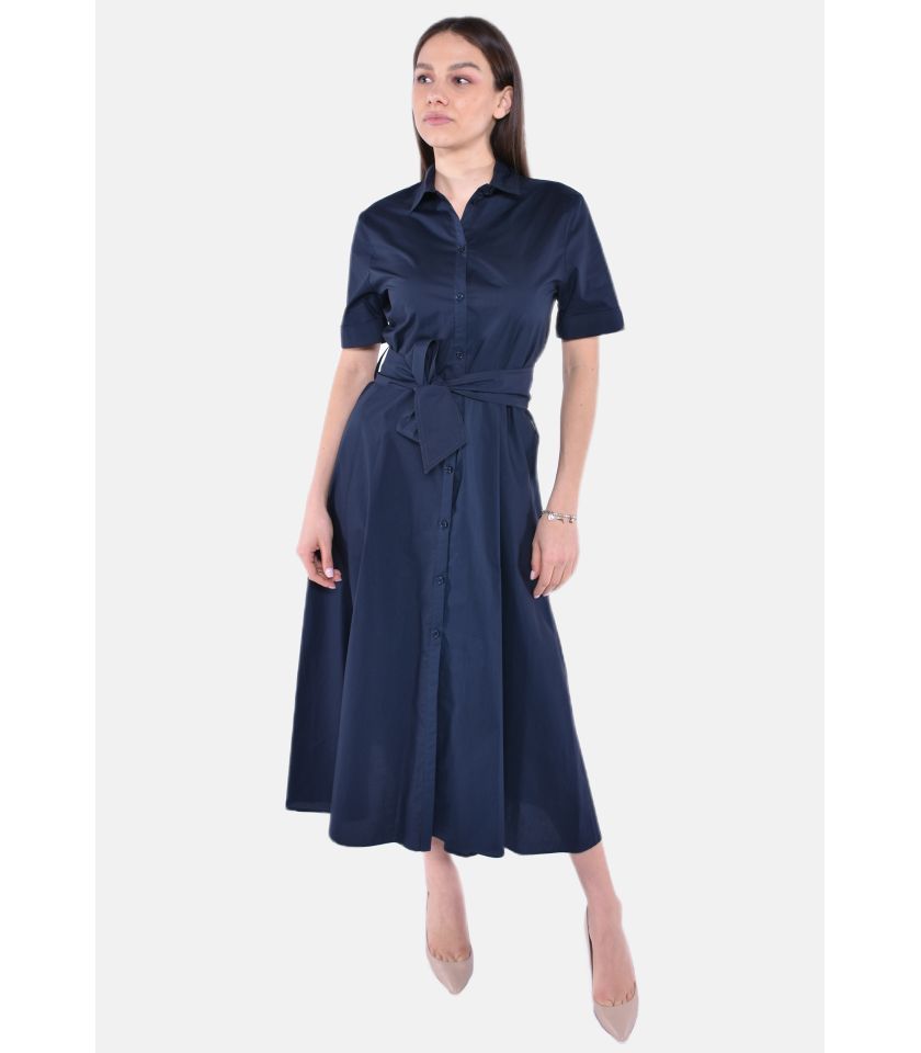 BELTED POPLIN SHIRT DRESS