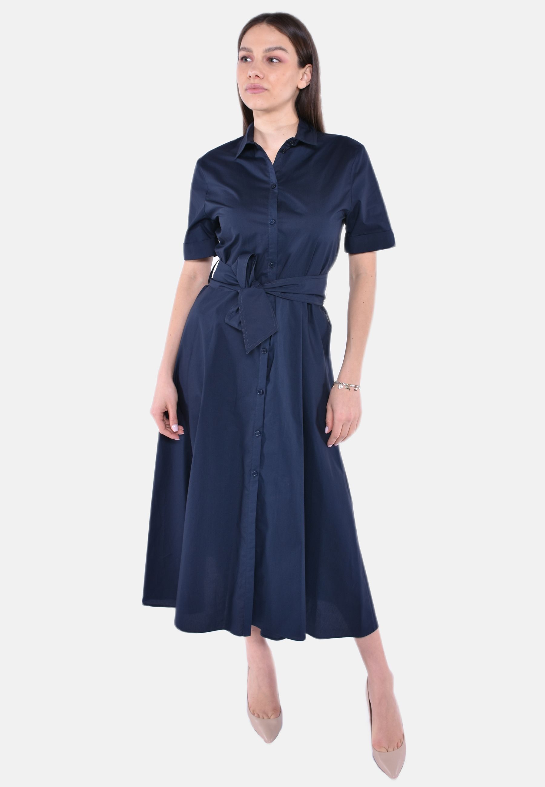 BELTED POPLIN SHIRT DRESS