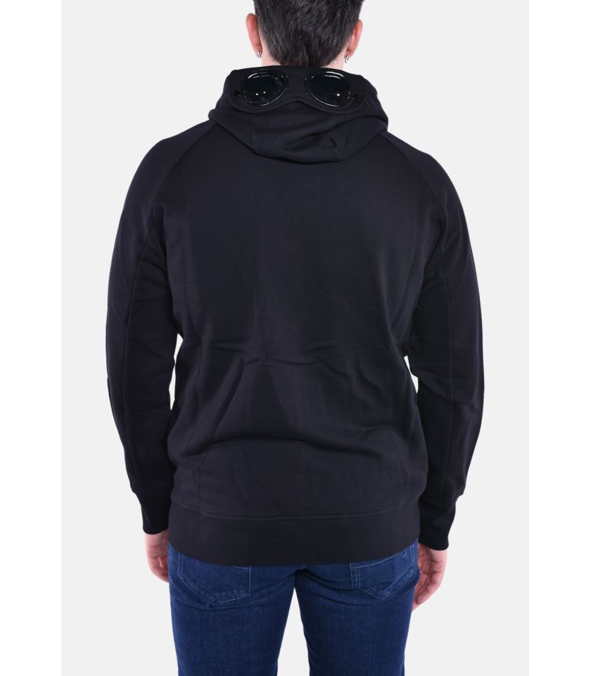 DIAGONAL RAISED FLEECE ZIPPED HOODED SWEATSHIRT