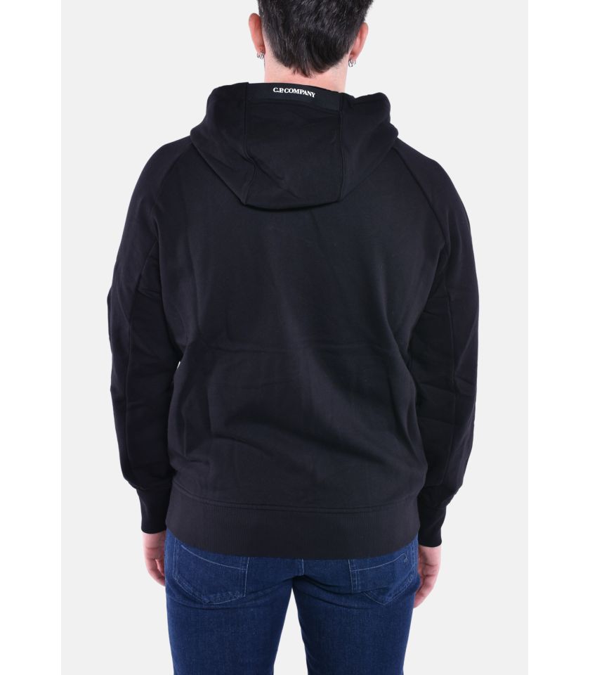 DIAGONAL RAISED FLEECE ZIPPED HOODED SWEATSHIRT