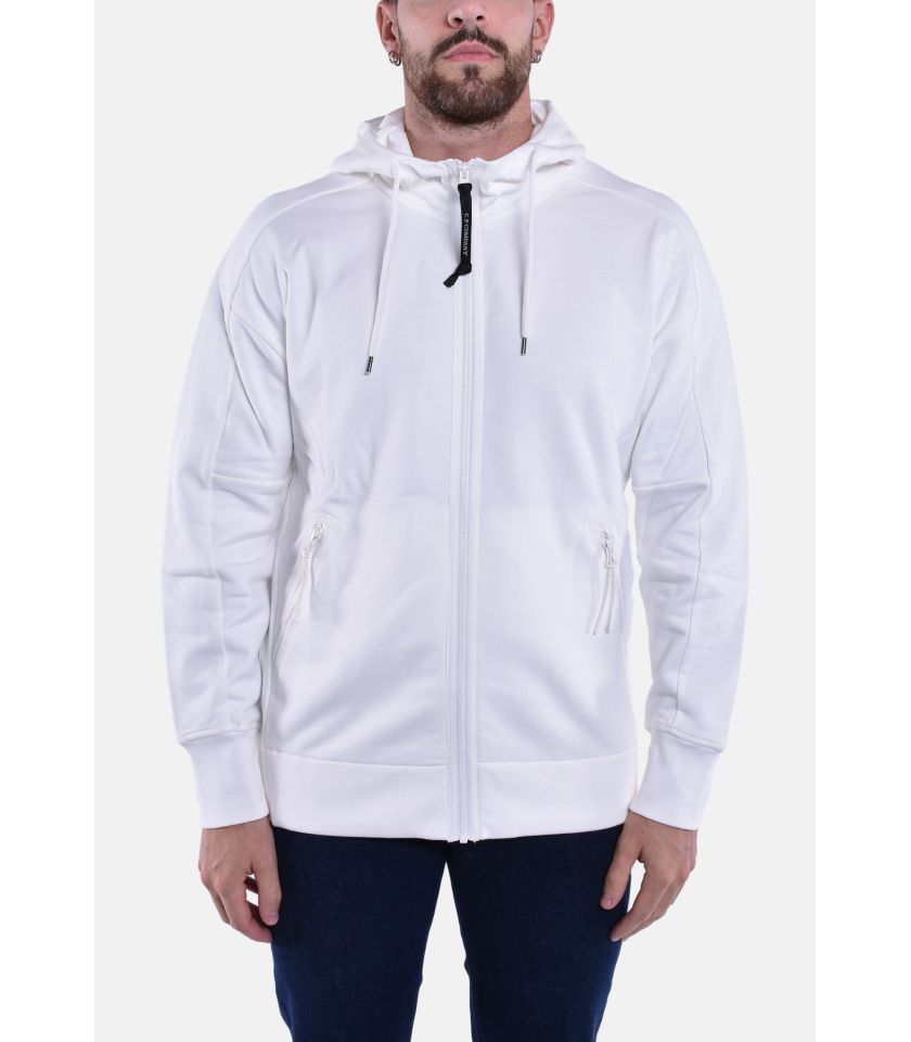 DIAGONAL RAISED FLEECE ZIPPED HOODED SWEATSHIRT