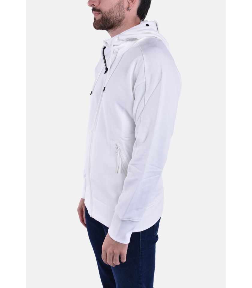 DIAGONAL RAISED FLEECE ZIPPED HOODED SWEATSHIRT