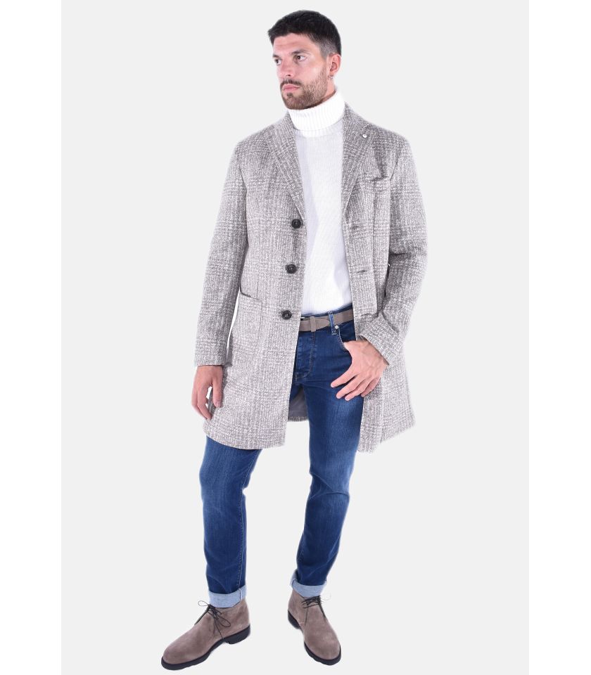 CAPPOTTO SARTORIALE IN LANA MICROFANTASIA