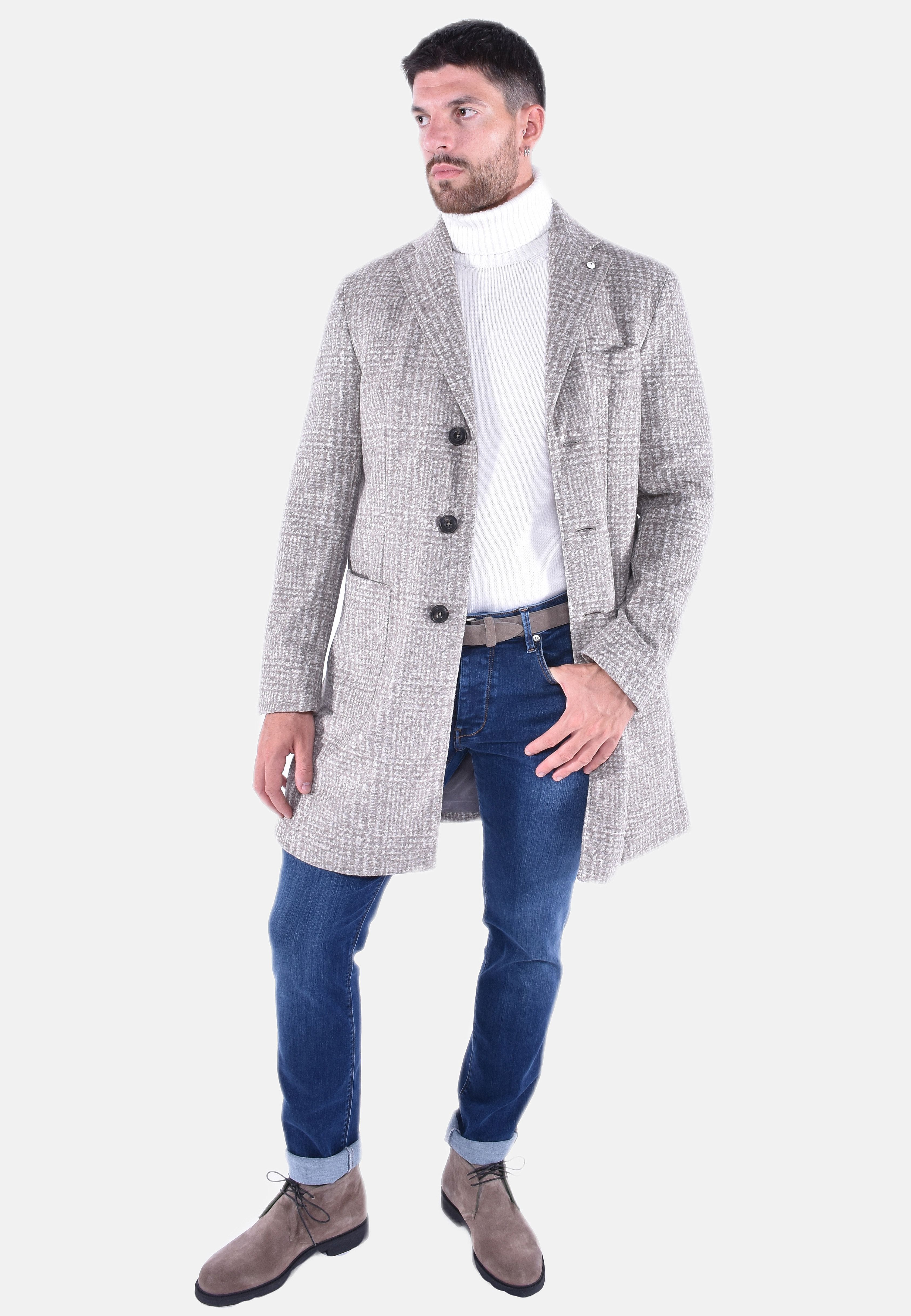 CAPPOTTO SARTORIALE IN LANA MICROFANTASIA