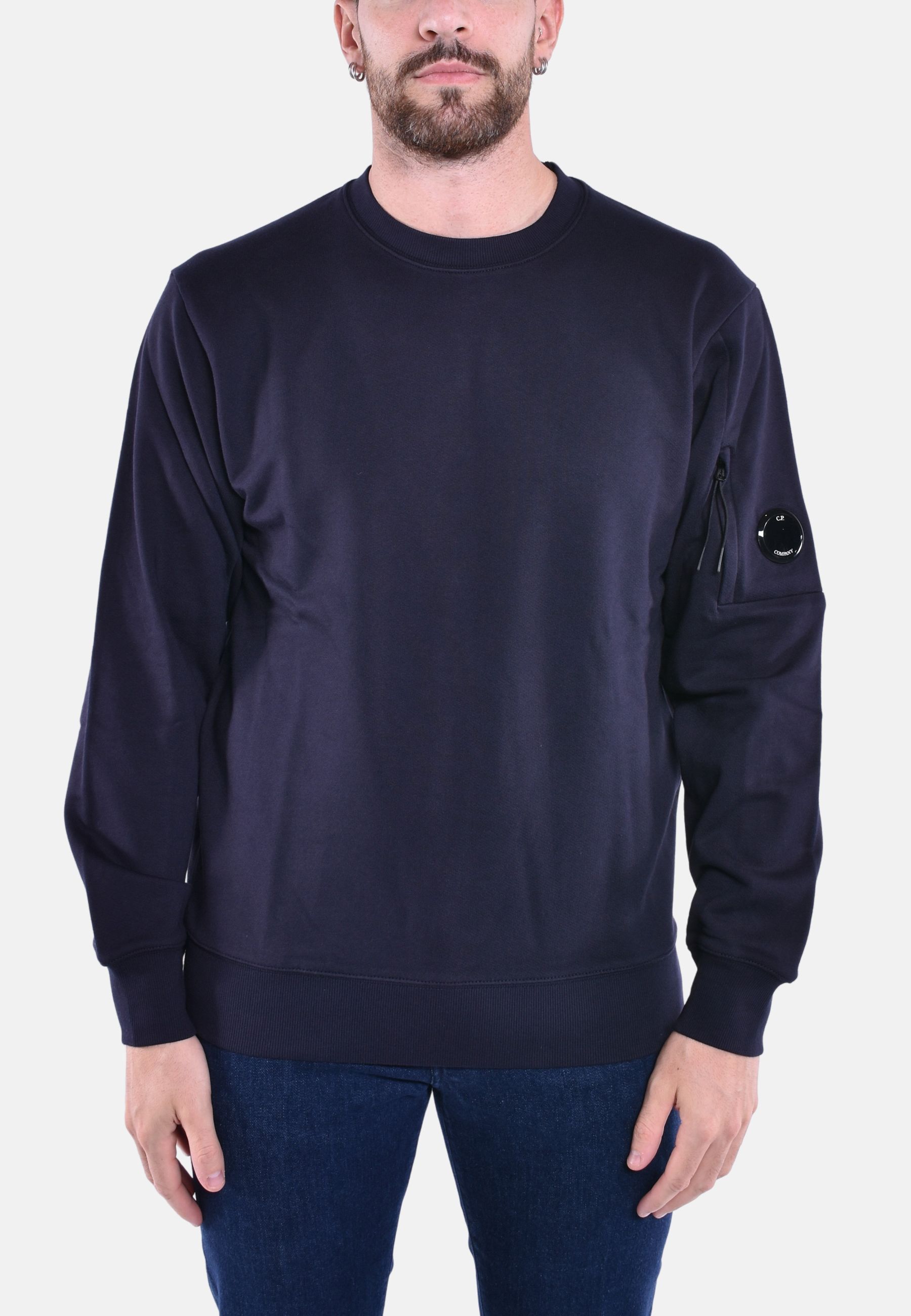 DIAGONAL RAISED FLEECE CREW NECK LENS SWEATSHIRT