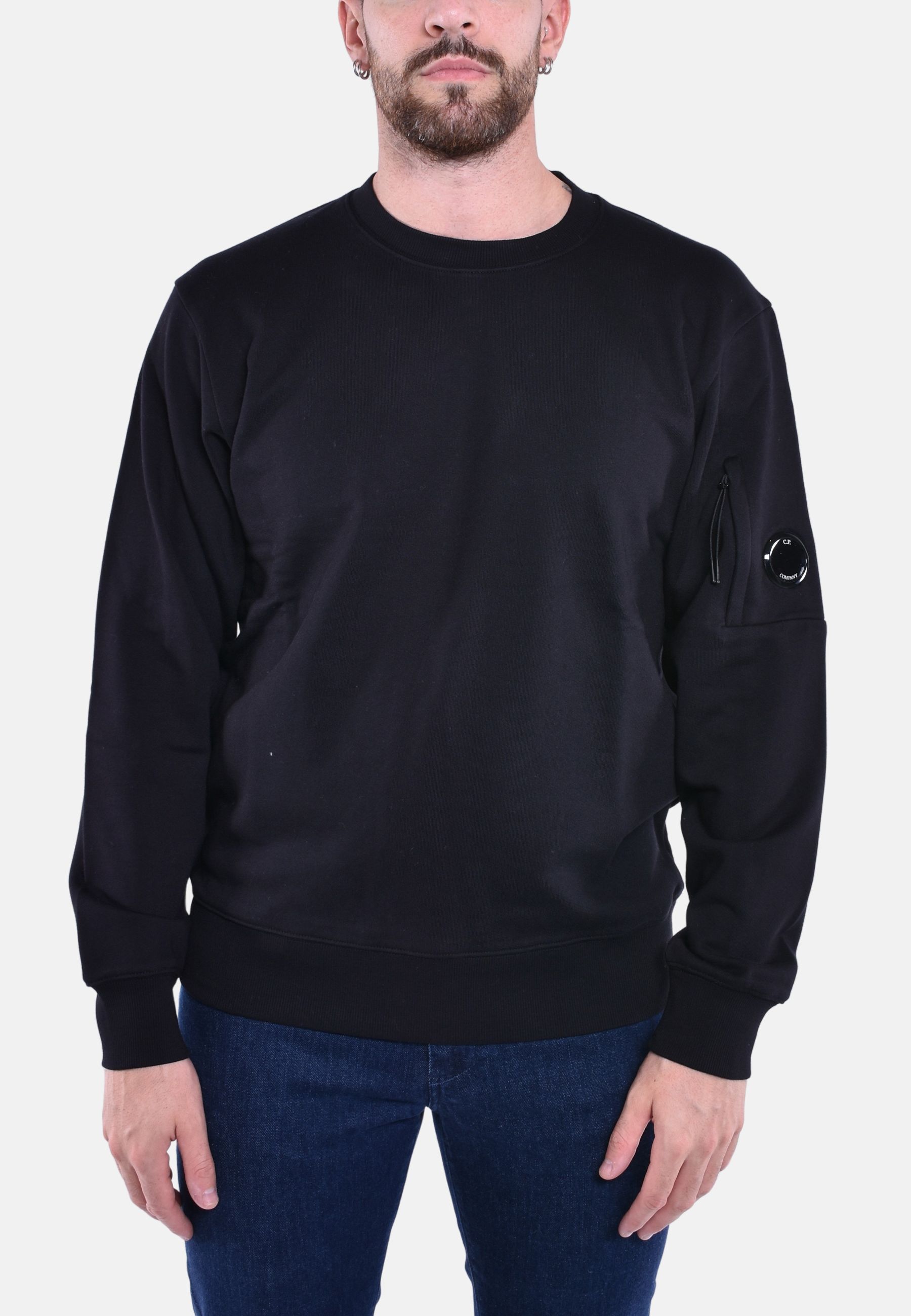 DIAGONAL RAISED FLEECE CREW NECK LENS SWEATSHIRT