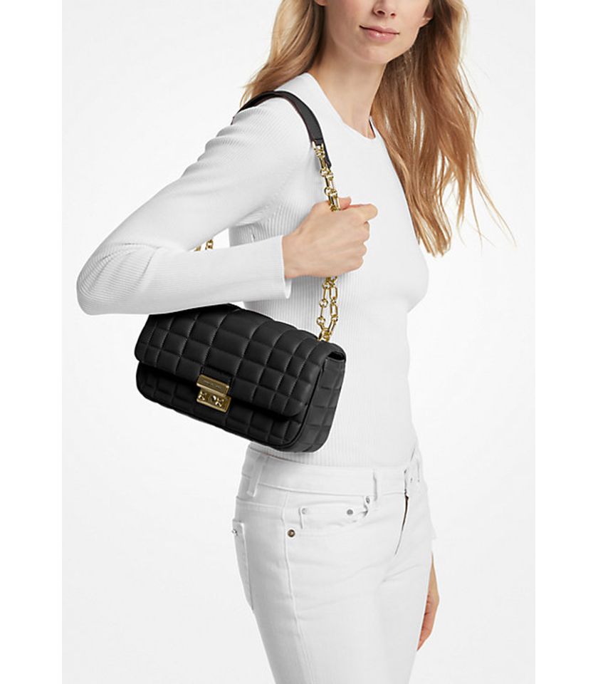 TRIBECA LARGE QUILTED LEATHER SHOULDER BAG