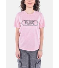 T-shirt corta in cotone tinto in capo con borchie