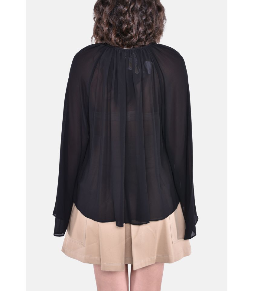 Blusa con scollo a V in georgette