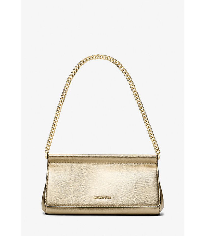 Pochette Carmine media in pelle martellata metallizzata
