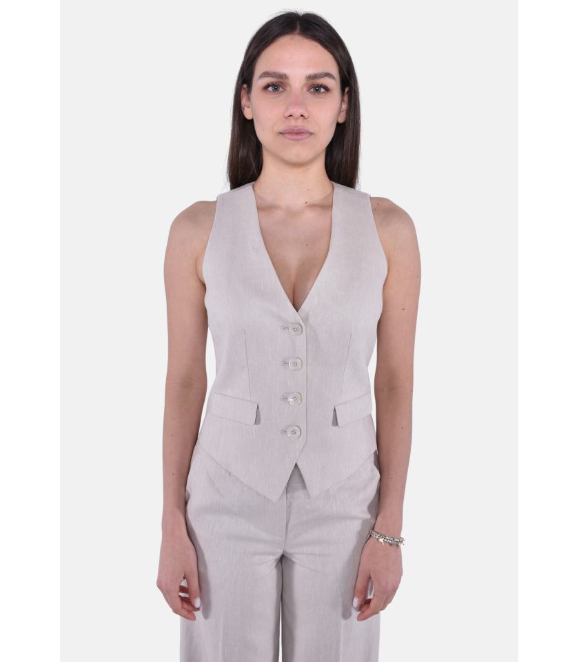 Gilet in twill di cotone e lino