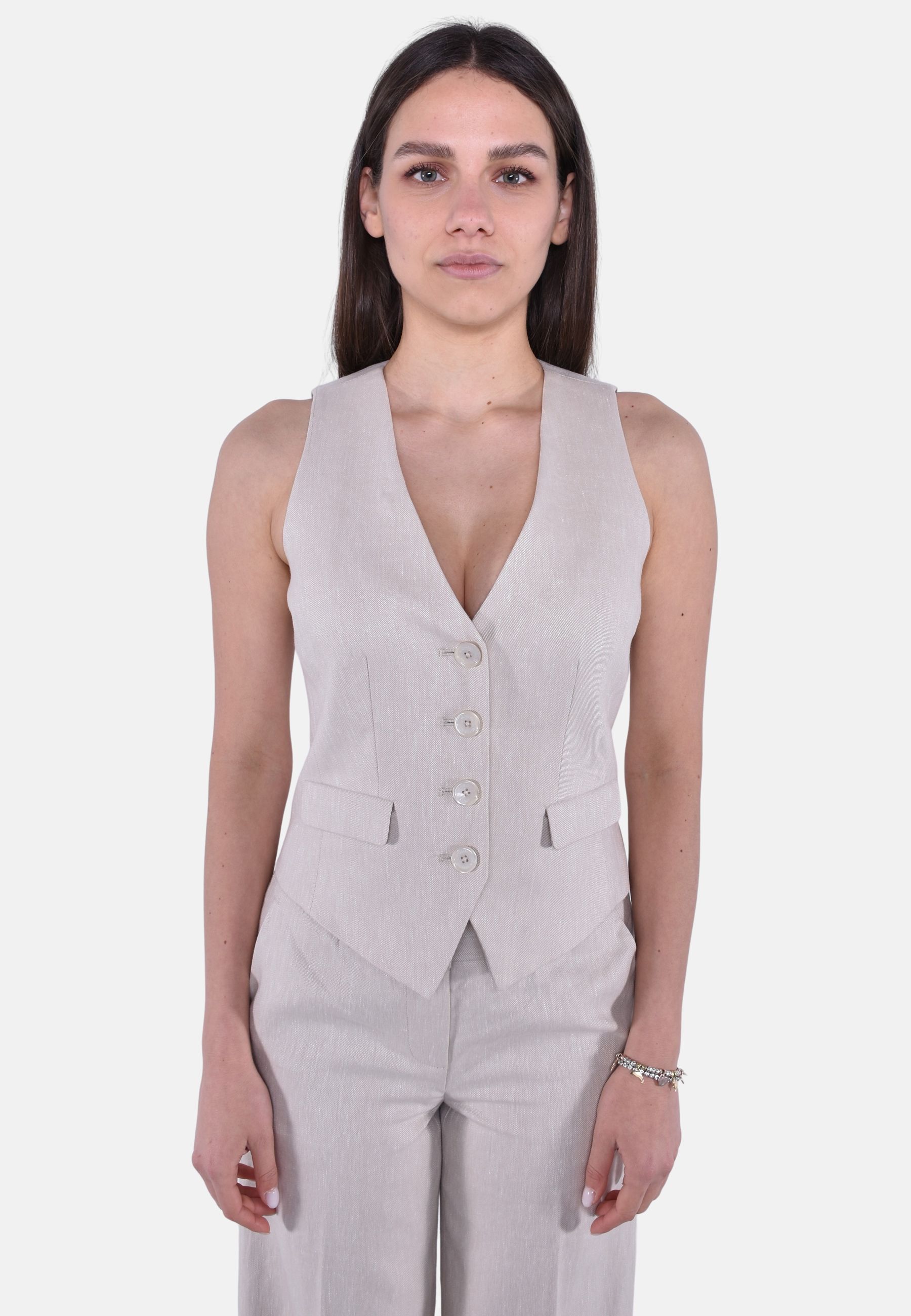 Gilet in twill di cotone e lino