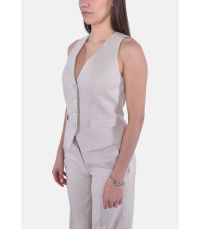 Gilet in twill di cotone e lino