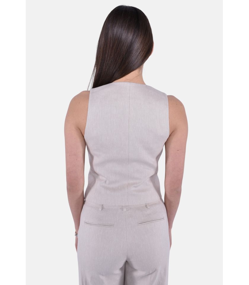 Gilet in twill di cotone e lino