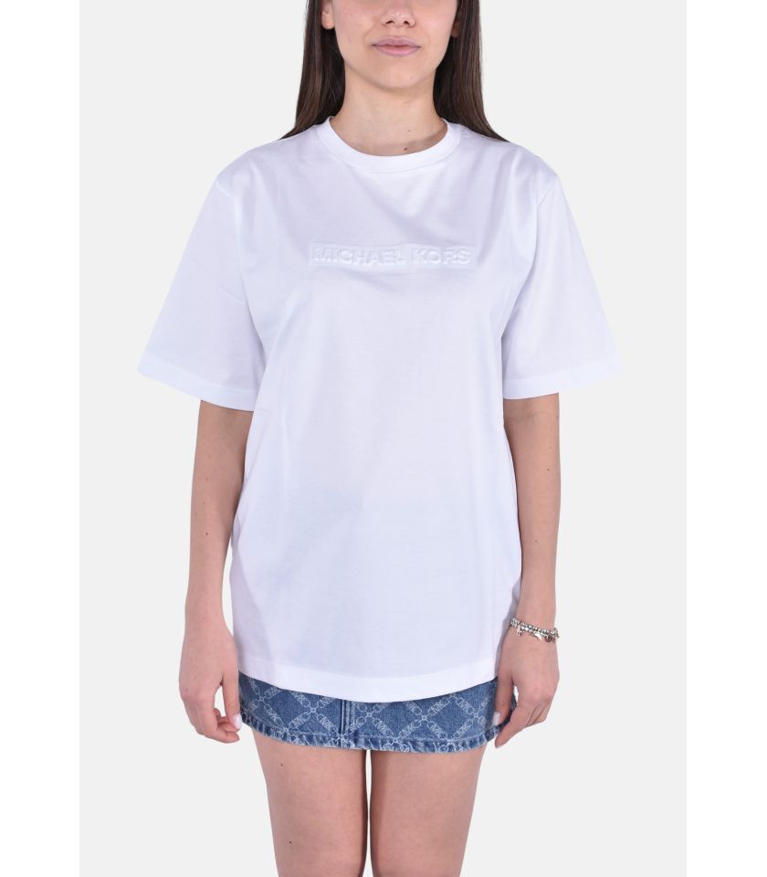 T-shirt in cotone con logo in rilievo