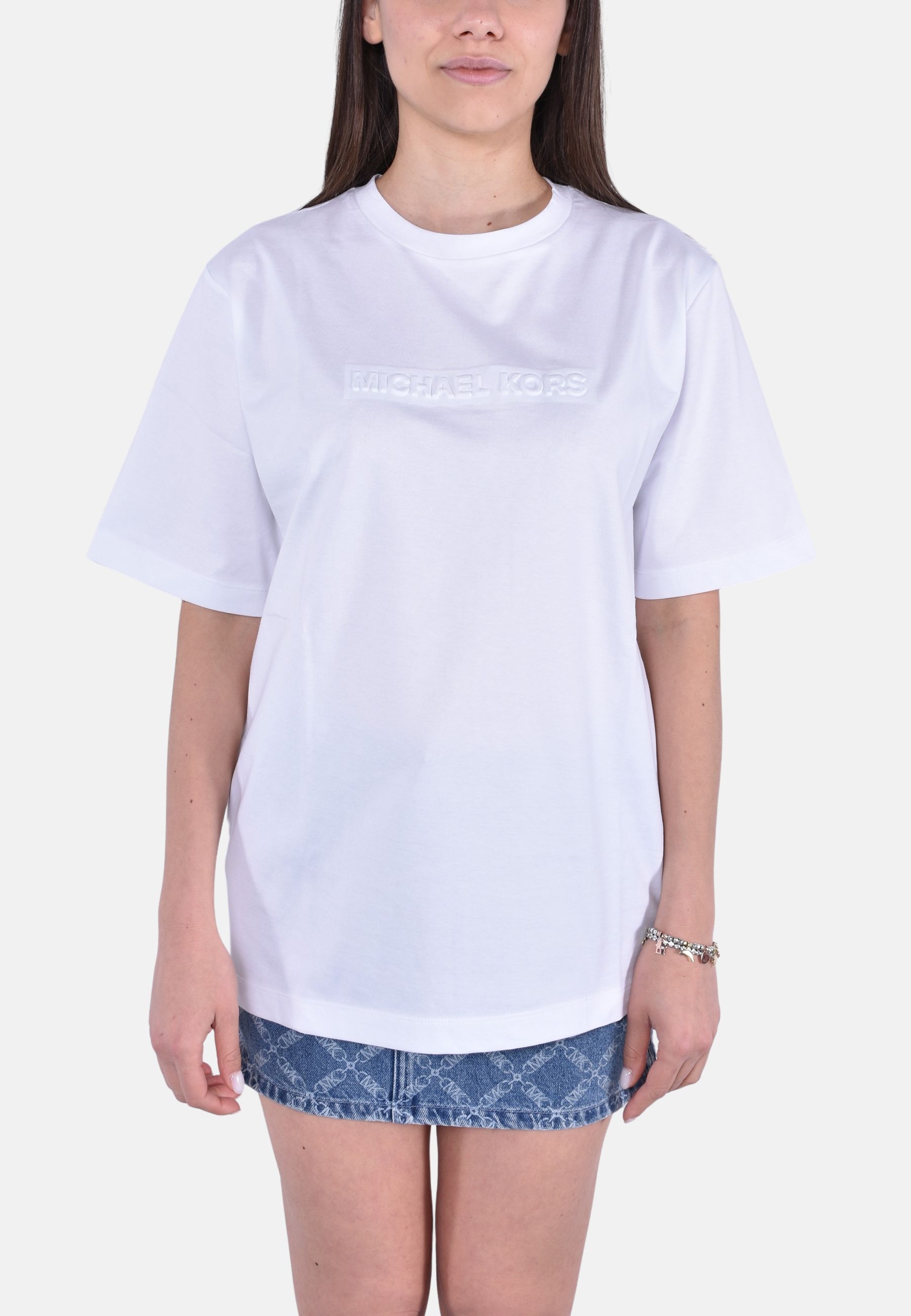 T-shirt in cotone con logo in rilievo
