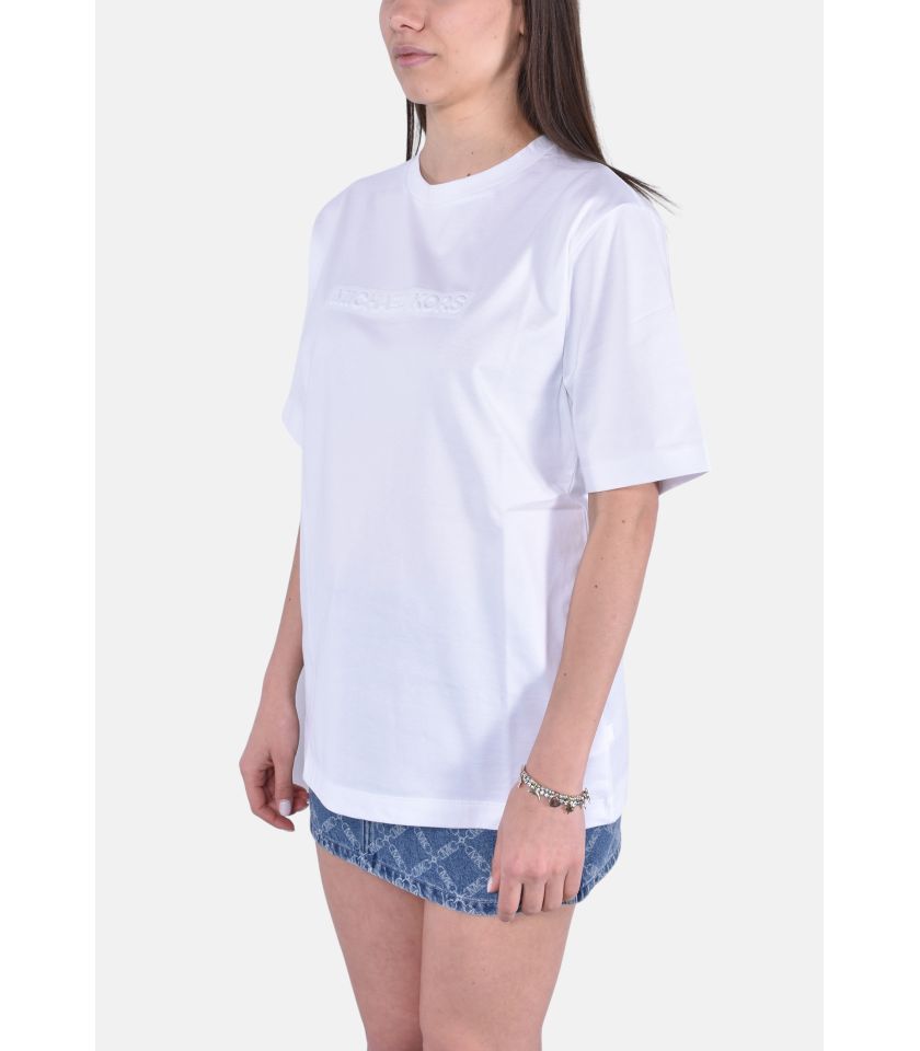 T-shirt in cotone con logo in rilievo