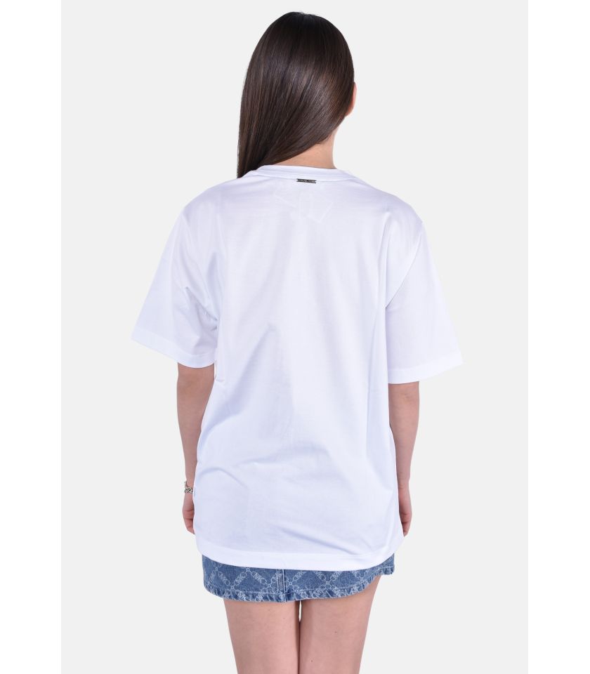 T-shirt in cotone con logo in rilievo