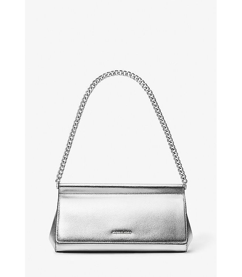 Pochette Carmine media in pelle martellata metallizzata