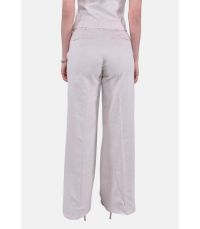 Pantaloni a gamba ampia in twill di cotone e lino