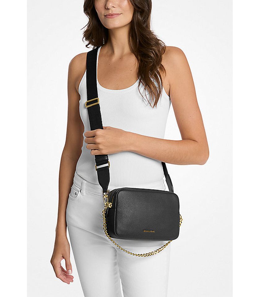 Camera bag a tracolla Bryant media in pelle martellata