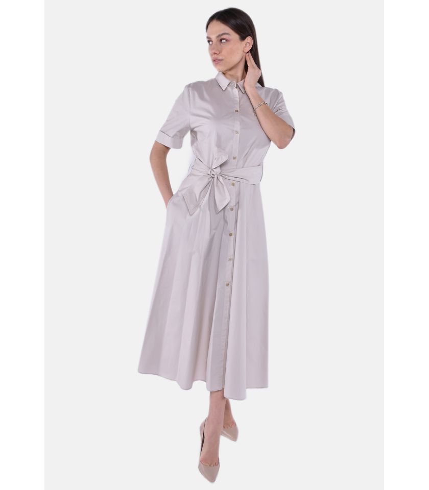 BELTED POPLIN SHIRT DRESS