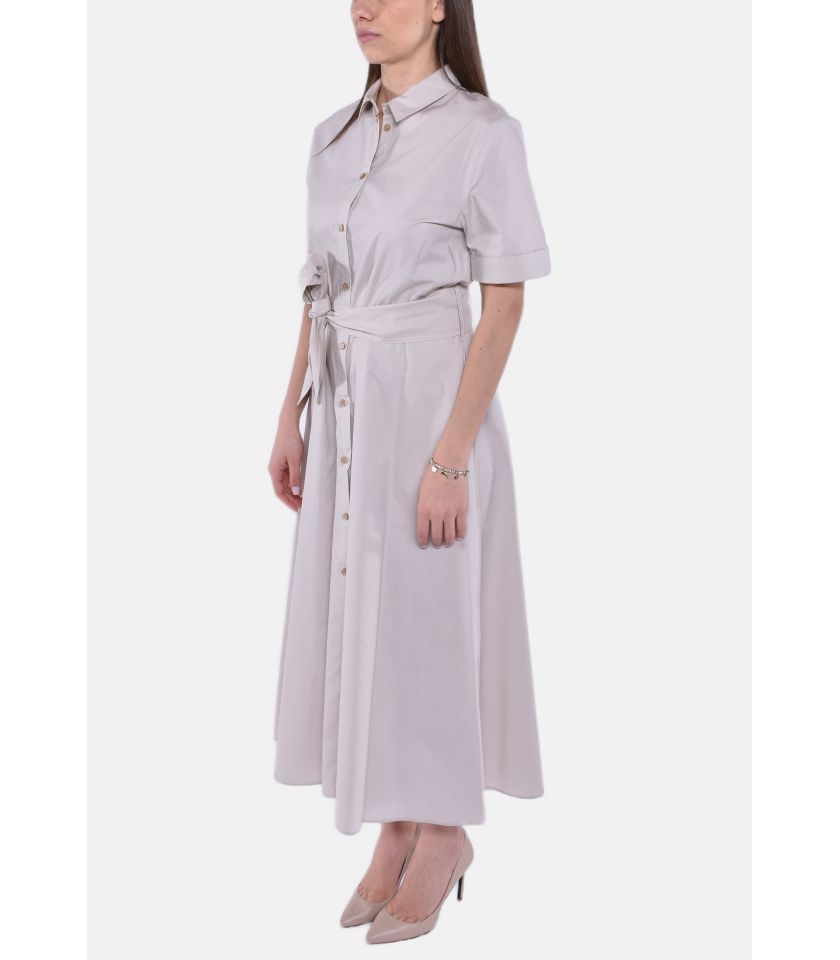 BELTED POPLIN SHIRT DRESS